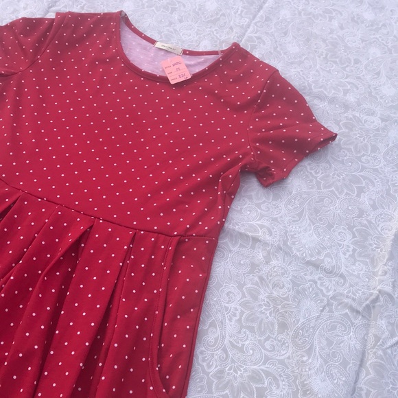 Red Dress with White Polka Dots !!HAS POCKETS!! - Picture 2 of 2